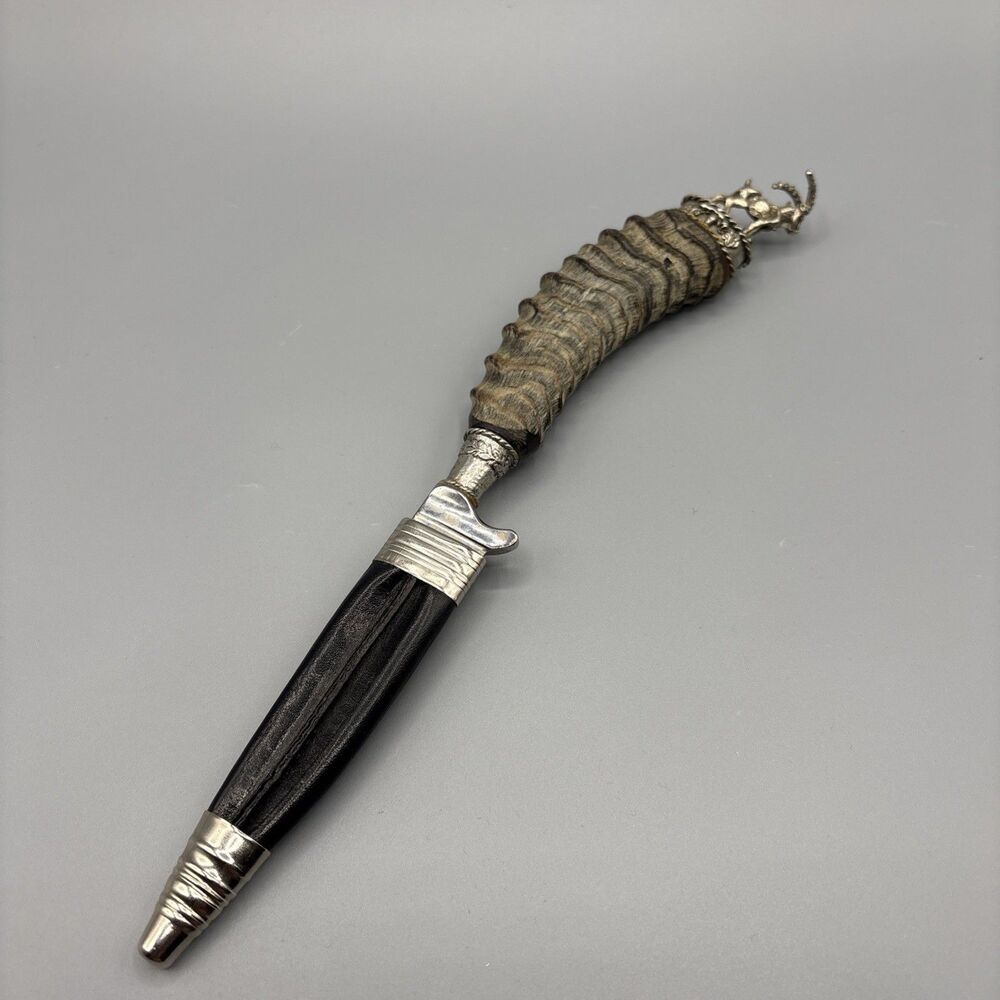 Wild Boar Solingen Germany Horn Handle Dagger Knife With Sheath
